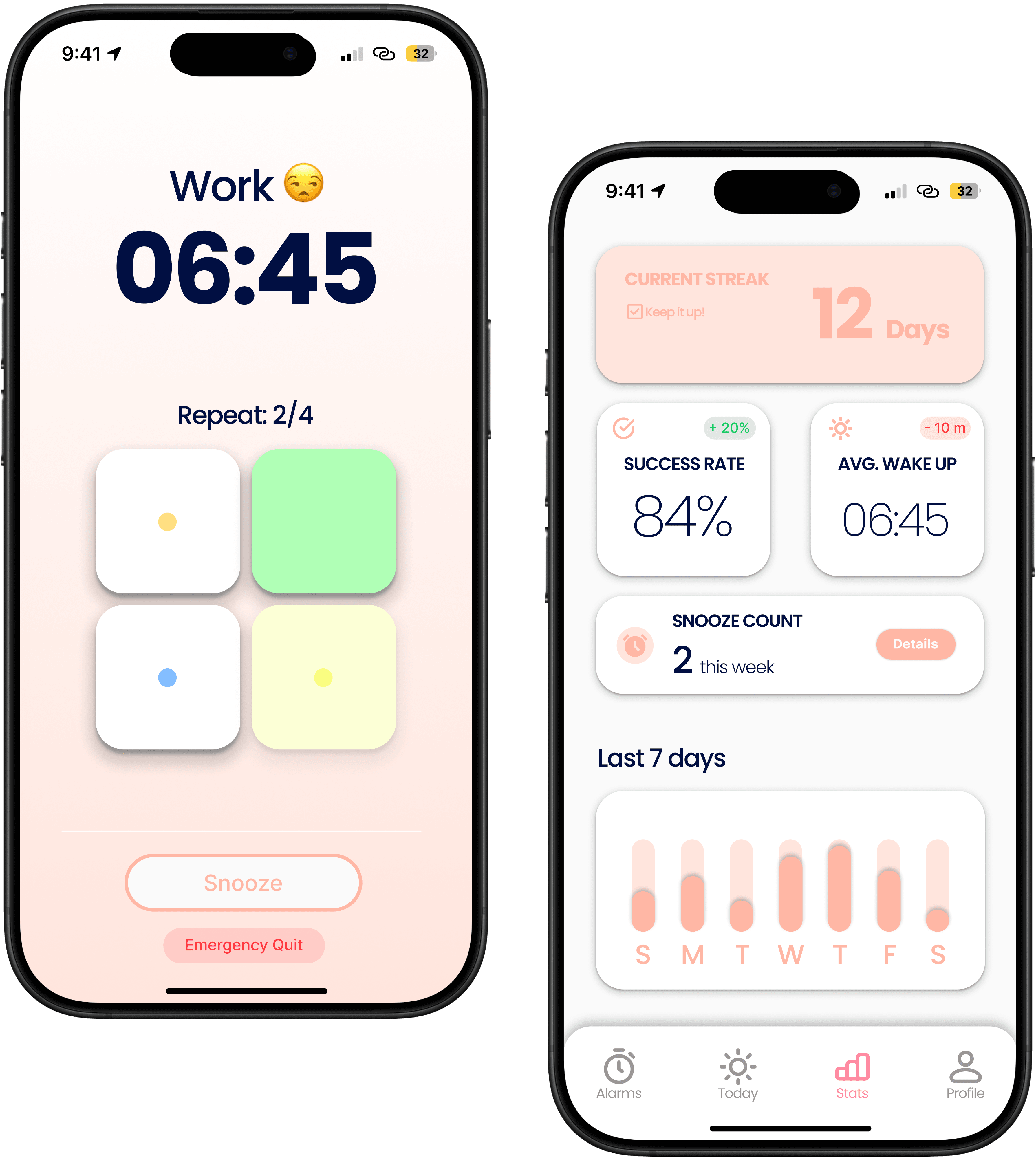 morningees app mockup showing morning challenges to wake you up